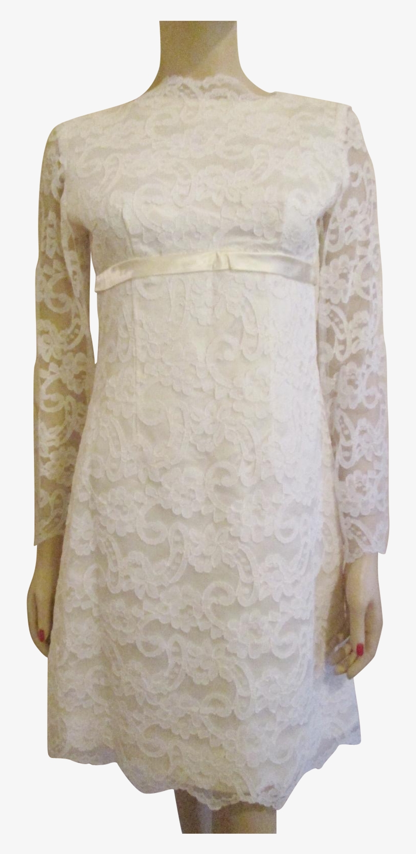 Mod White Lace Dress Vintage 1960s Wedding Party Womens - Cocktail Dress, transparent png #1330262