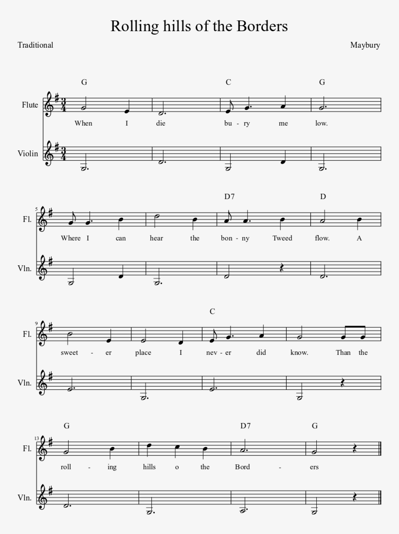 Rolling Hills Of The Borders Sheet Music Composed By - Rolling Hills Of The Borders Sheet Music, transparent png #1330774