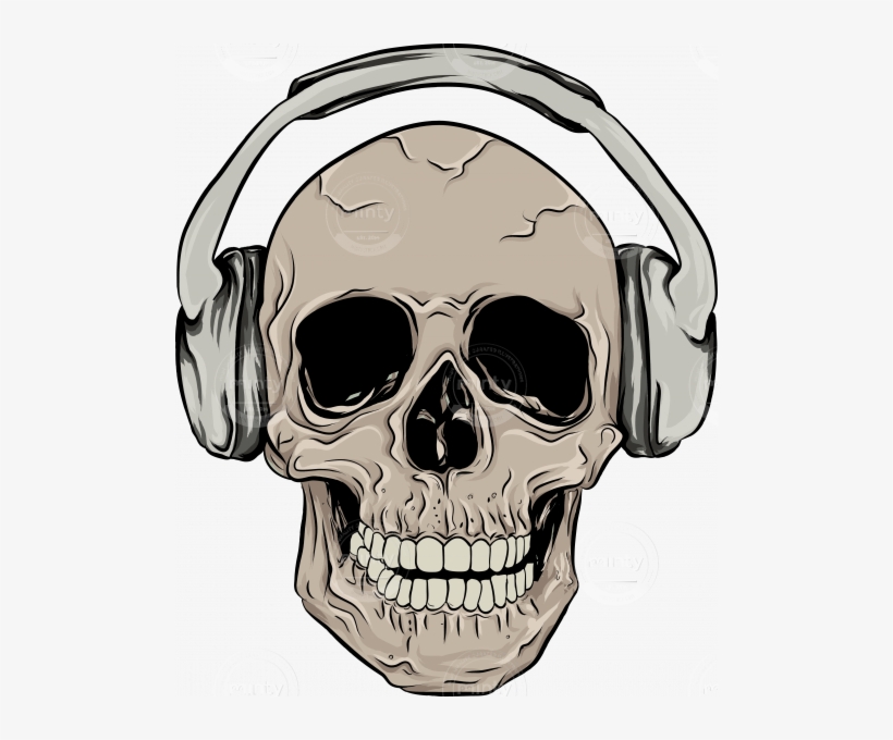 Skull With Headphones - Headphones, transparent png #1331203