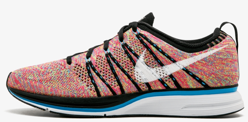Nike Flyknit Trainer Black White Blue Glow Volt - Nike, transparent png #1332203