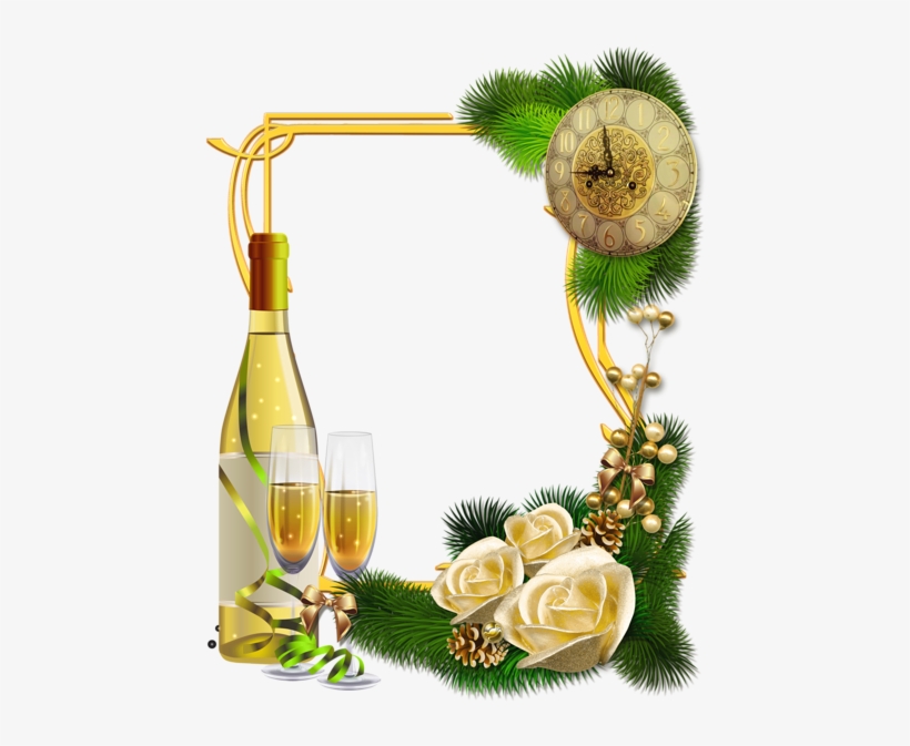 3d Birthday Card, Christmas Frames, Christmas Pictures, - New Years Champagne Png, transparent png #1333537