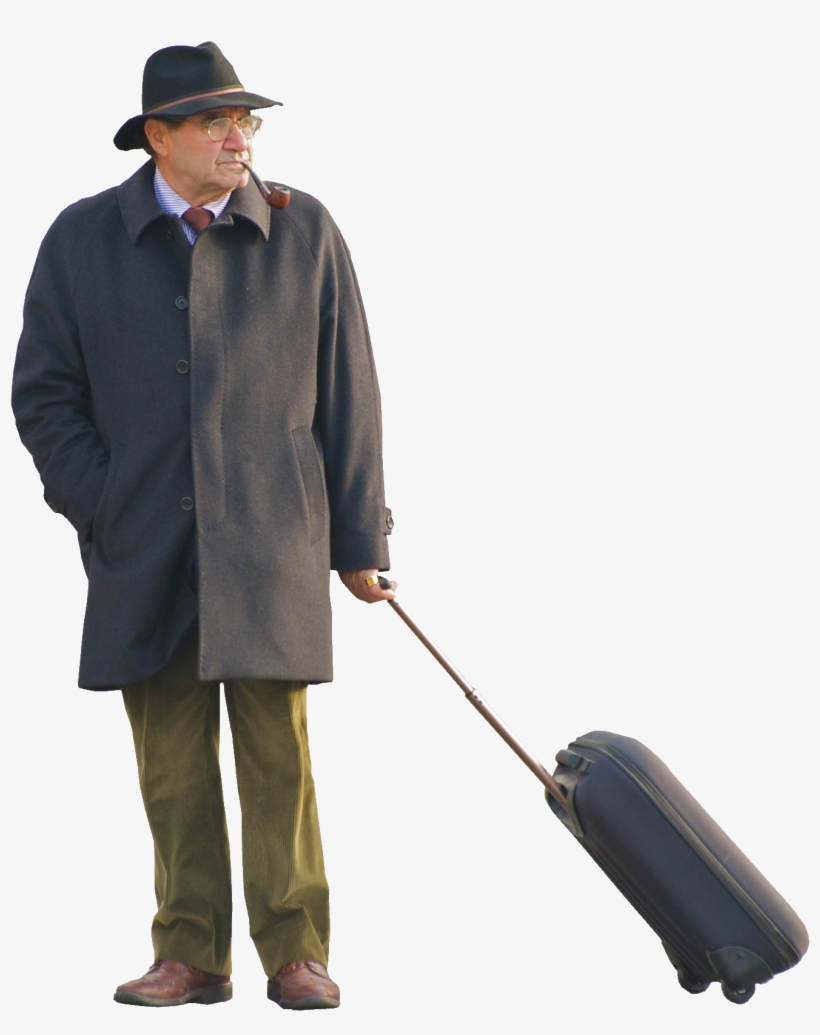 A Man Walking With His Arm Around His Girlfriend, Trying - Man With Luggage Png, transparent png #1334042