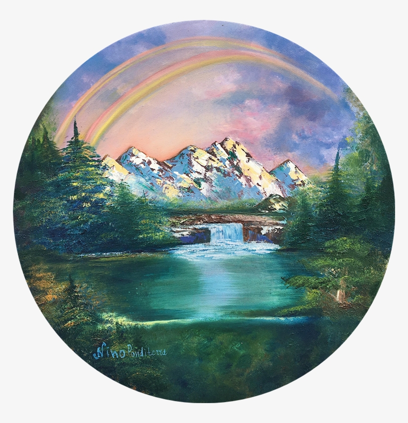 Rainbow In Mountains - Watercolor Circle Landscapes Transparent, transparent png #1334140