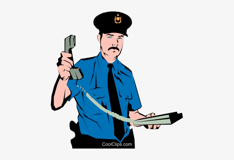 Policeman Royalty Free Vector Clip Art Illustration - Police On Phone Clipart, transparent png #1334142