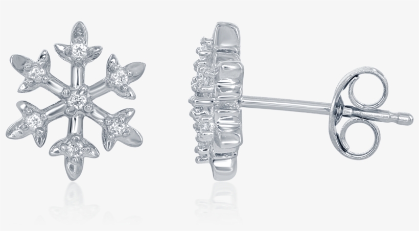 Enchanted Disney's Elsa Sterling Silver 1/15ctw Diamond - Elsa Snowflake Diamond Stud Earrings, transparent png #1334941