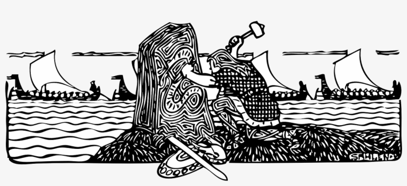 Artistic Depiction Of A Norseman Carving A Runestone - Viking Art Png, transparent png #1335153