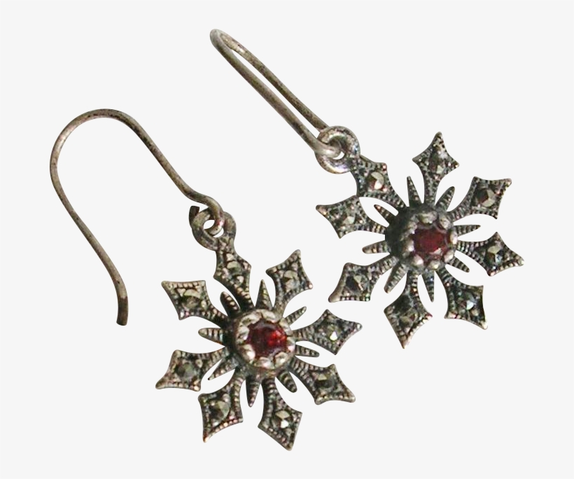 Sterling Silver Snowflake With Marcasite And Garnet, transparent png #1335516