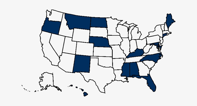 Alabama, Hawaii, Kentucky, North Carolina, Nebraska, - Silhouette Usa Map Outline, transparent png #1336181