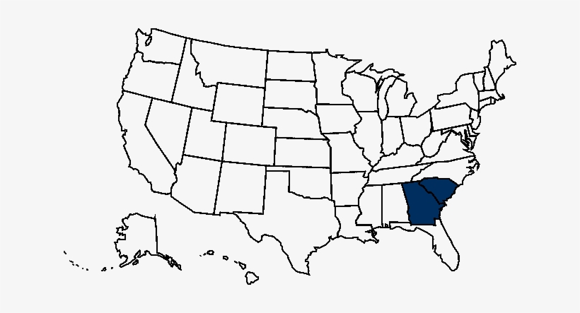 If You Live In South Carolina Or Georgia, The Law Is - Silhouette Usa Map Outline, transparent png #1336238