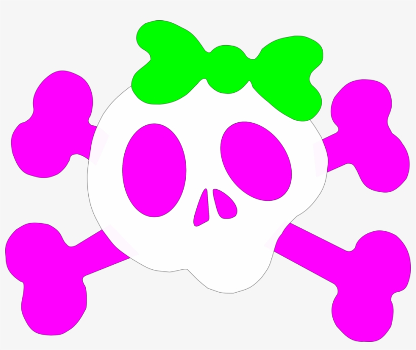 Skull And Crossbones Child Girly Girl Human Skull Symbolism - Clipart Pink Girly Skull Transparent, transparent png #1337307