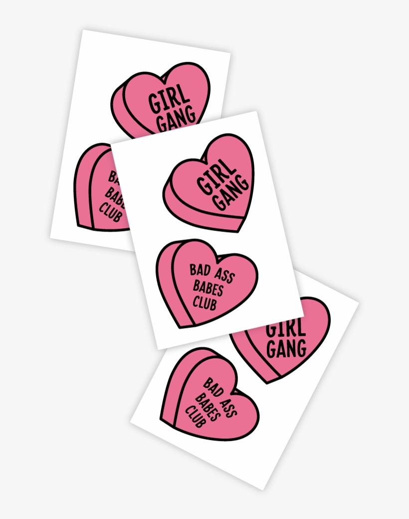Girl Gang And Bad Ass Babes Club Pink Hearts Temporary - Girl Gang Tattoo, transparent png #1337505