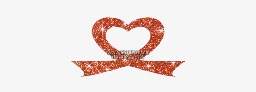 Orange Ribbon For Love Iron On Glitter Rhinestone Transfer - Heart, transparent png #1340451
