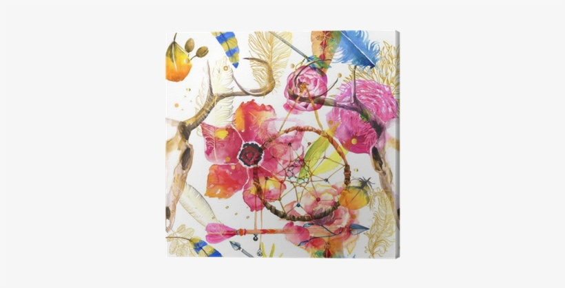 Seamless Pattern In Boho Style Canvas Print • Pixers® - Color Crush- Fuchsia A5 Personal Planner Kit, transparent png #1340585