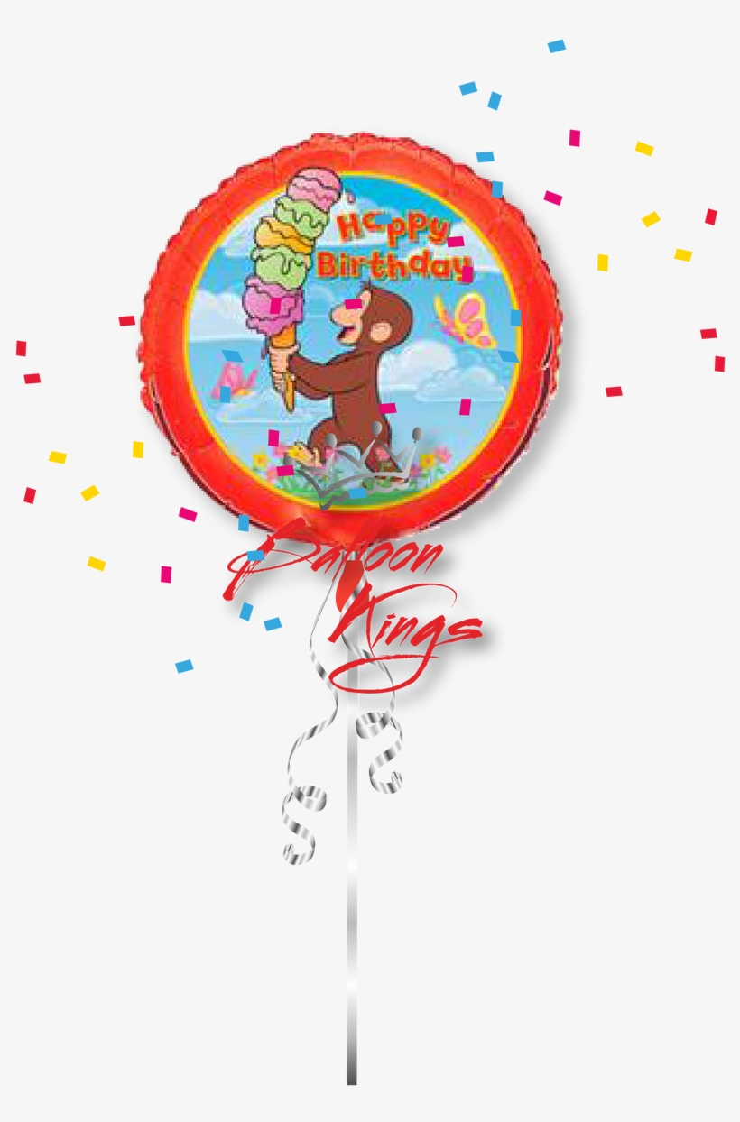 Curious George Ice Cream - Curious George Birthday Balloons, 18", transparent png #1342494