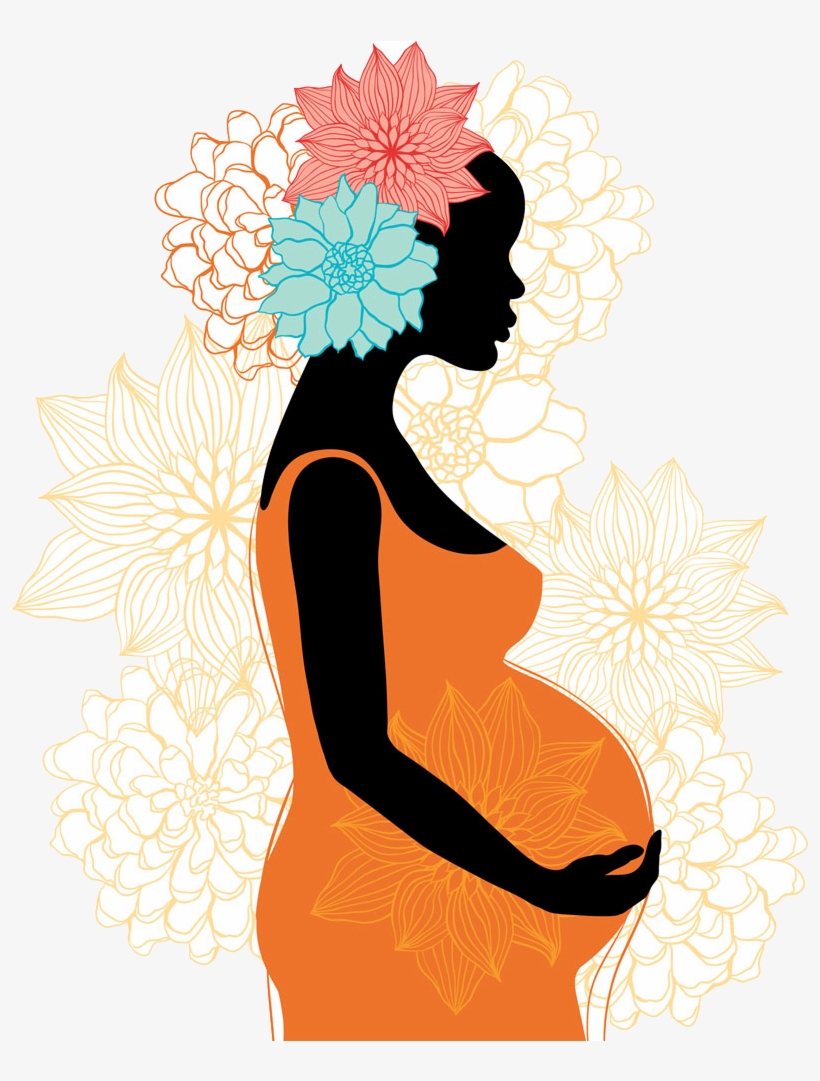 Pregnancy Silhouette Woman Clip Art - Pregnant Black Woman Illustration, transparent png #1342840