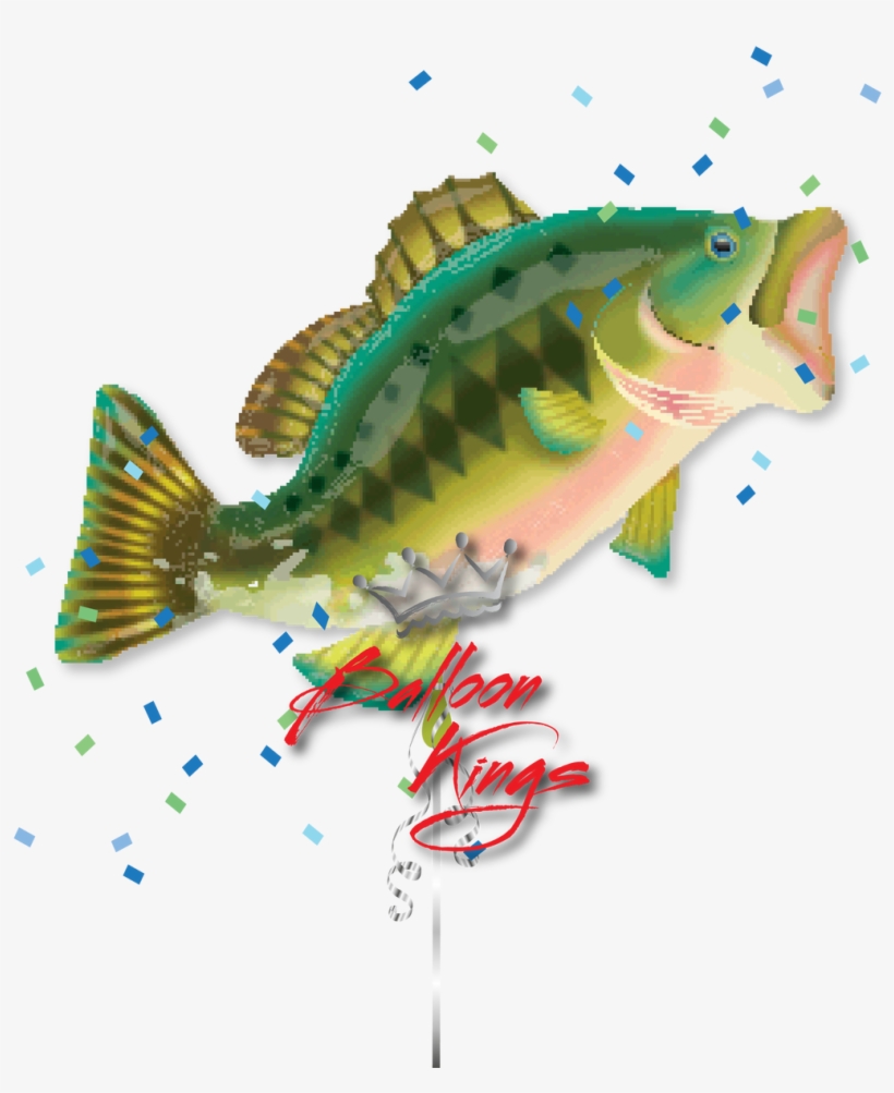 Bass Fish - 36" Supershape Bass Balloon - Mylar Balloons Foil, transparent png #1343593