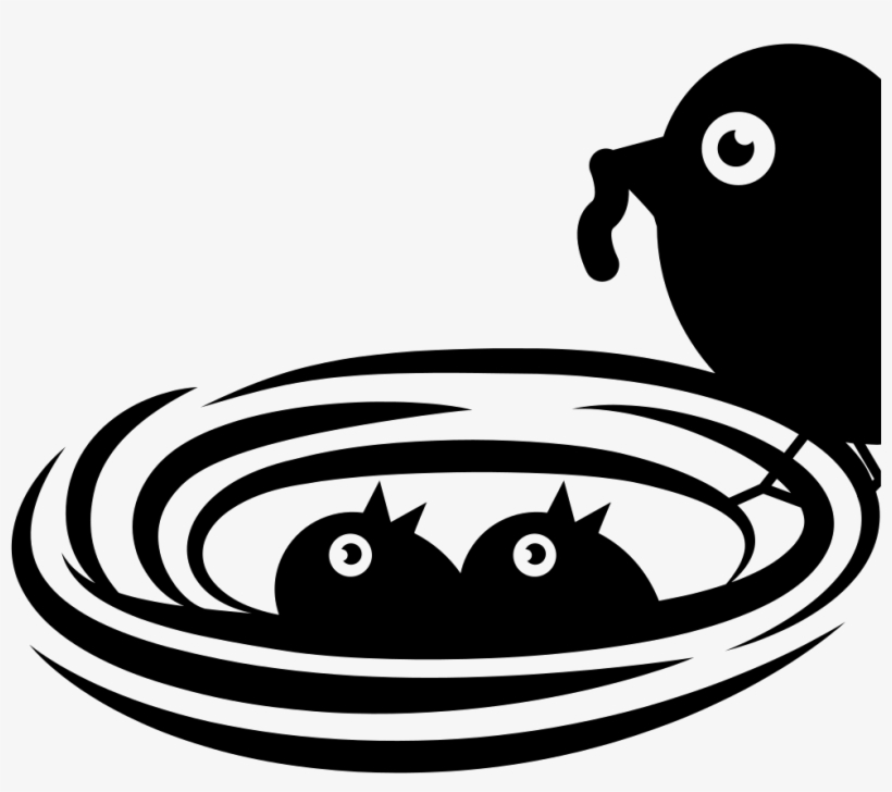 Newborn Birds In Nest Being Nourished By Mother Bird - Birds Nest Icon, transparent png #1343694