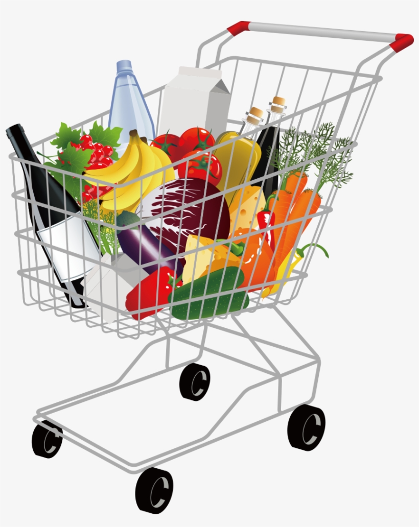 Grocery Shopping Cart Png Pic - Food Shopping Vector Png, transparent png #1343857