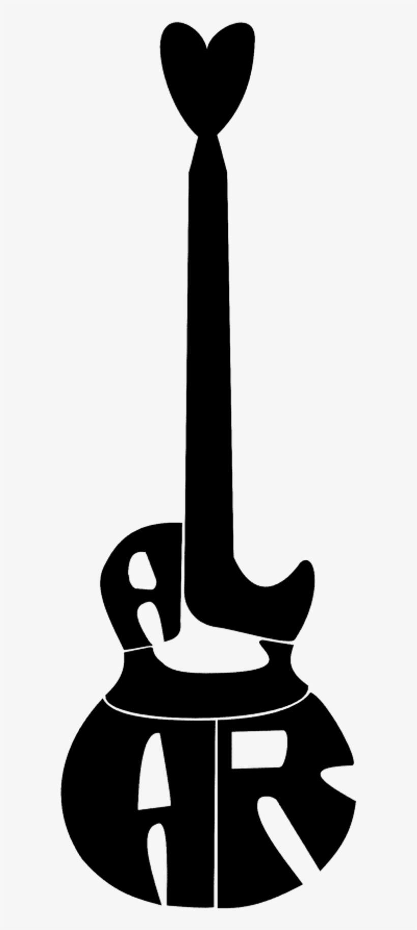 Black Colored Heart Head Guitar Tattoo - Guitarra Desenho Sem Fundo, transparent png #1346537