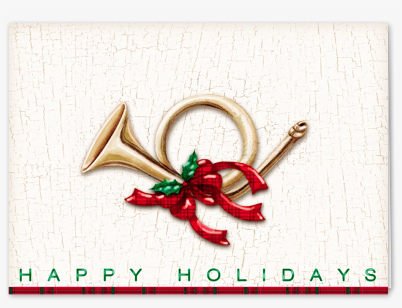 Picture Of Holiday French Horn Greeting Card - Christmas, transparent png #1347083