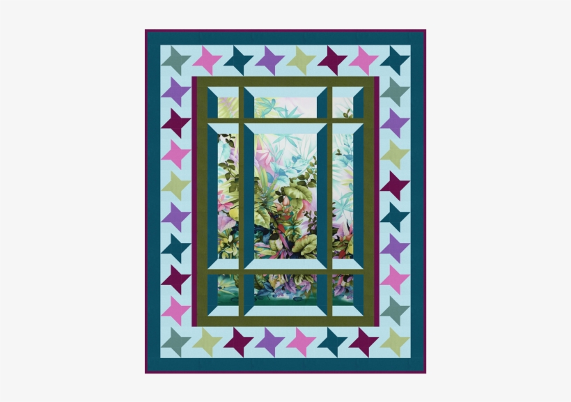 Modern Window 2 With Star Border By Barb Sackel - Keepsakequilting Paradise Island Quilt Kit, transparent png #1347551