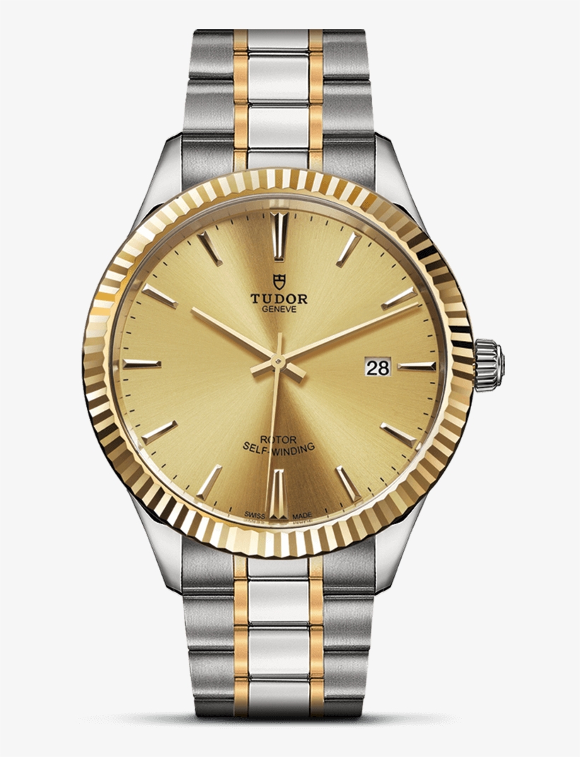 41 Mm Steel Case - Tudor Steel And Yellow Gold Black Dial, transparent png #1347595