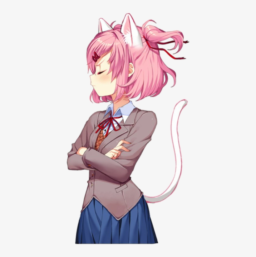 Ddlc Doki Doki Literature Club Yuri Monika Sayori Doki Doki Literature Club Neko Free Transparent Png Download Pngkey