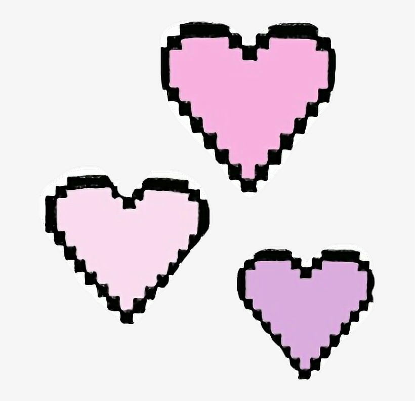 Png Edit Tumblr Overlay Hearts Corazones - Black And White Pixel Heart, transparent png #1348410