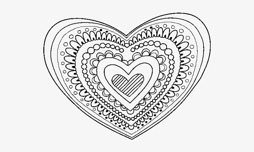 Dibujo De Mandala Corazón Para Colorear - Zentangle Heart Coloring Page, transparent png #1348659