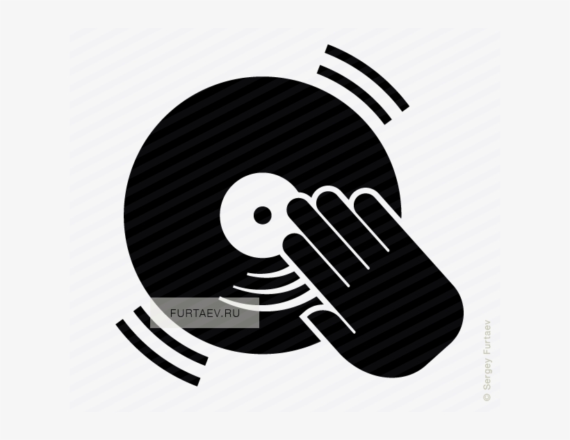 Dj Icon Of Hand Scratching Vinyl Record - Black And White Dj Icons, transparent png #1350034