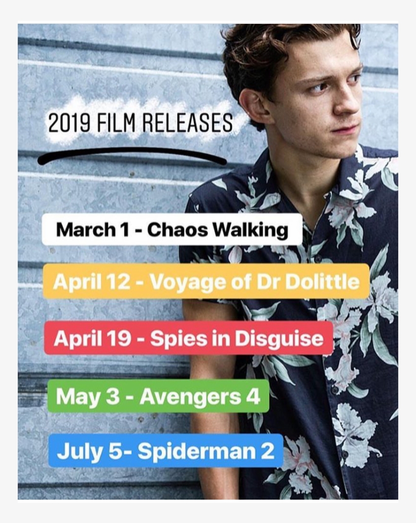 Upcoming 2019 Tom Holland Film Releases - Spider-man, transparent png #1350239