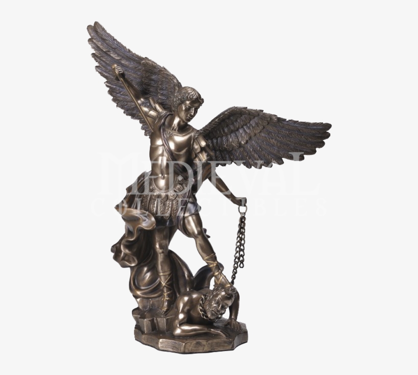 Archangel Michael Conquers Evil Statue - St Michael With Demon, transparent png #1350446