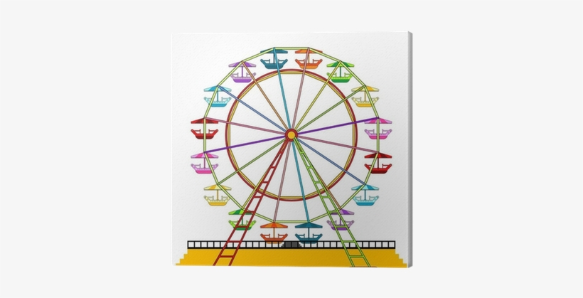 Colorful Ferris Wheel Isolated Over White Background - Coloring Pages Ferris Wheels, transparent png #1350995