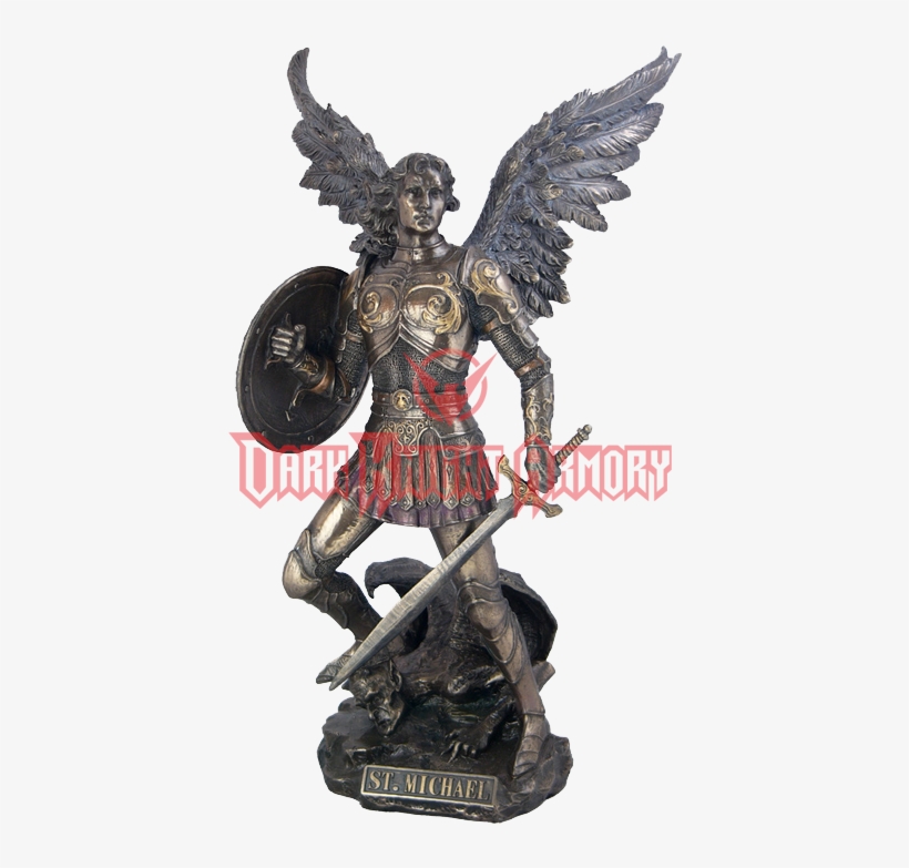 Angel Kneeling With Sword - Saint Michael Statue, transparent png #1351035