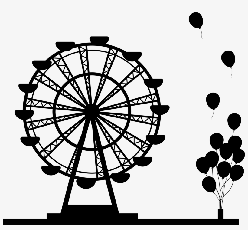Drawing Black Balloon Transprent - Ferris Wheel Silhouette Png, transparent png #1351106
