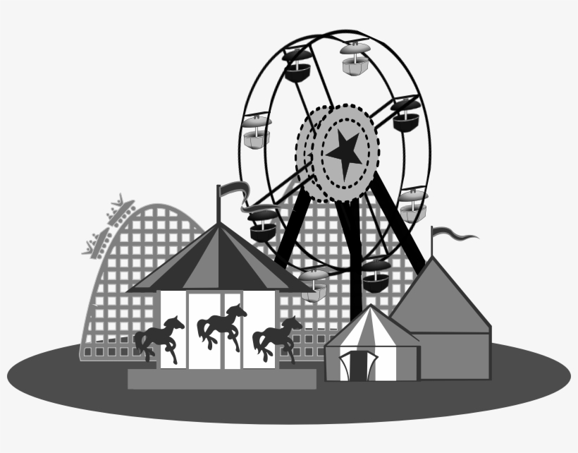 Carnival Clipart Carnival Themed - Amusement Park Clipart Black And White, transparent png #1351486