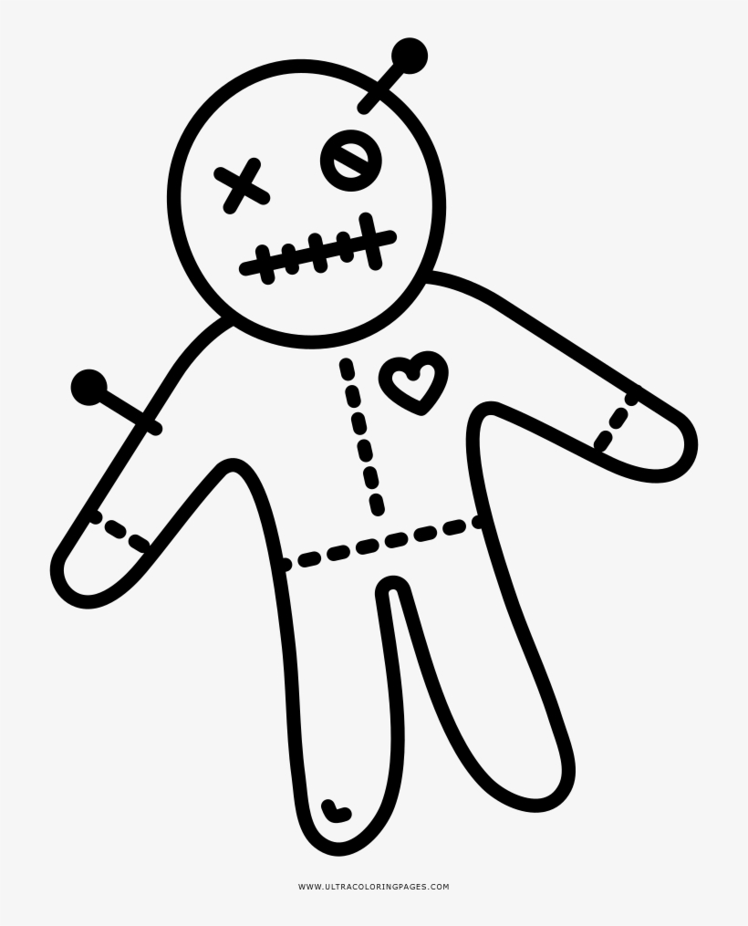Voodoo Doll Coloring Page - Drawing, transparent png #1352523