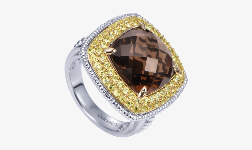 Ring Sil Smoke Qtz Yel Sapp - Pre-engagement Ring, transparent png #1352790