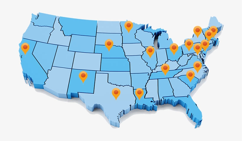 Pef Services Client Locations Map - Cicada Map United States, transparent png #1353976