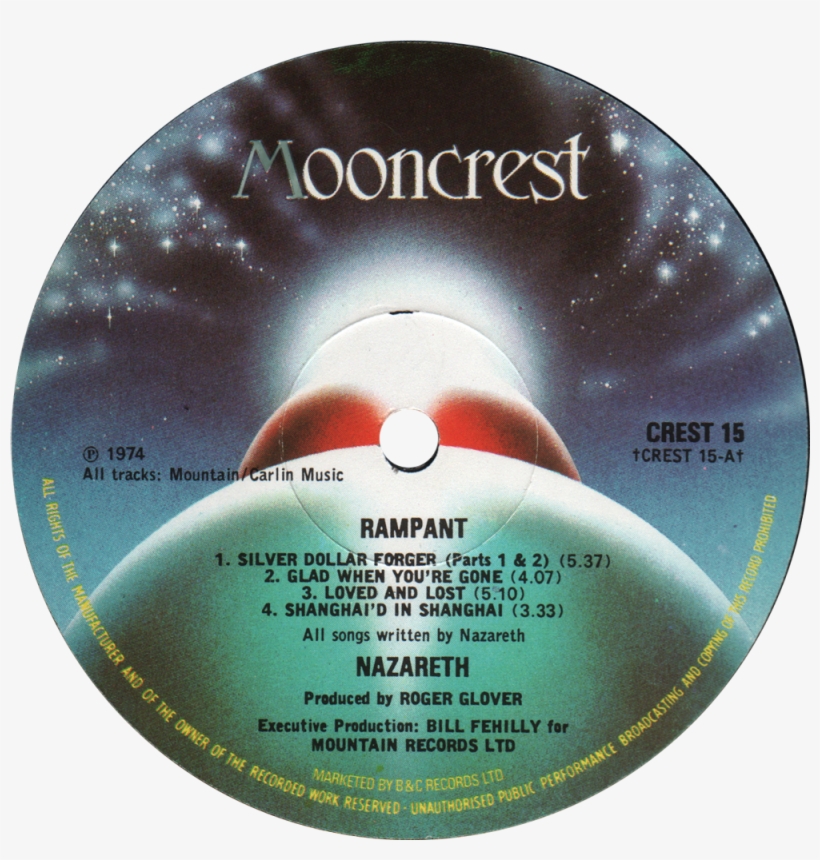 Crest 15 Label - Nazareth Bad Bad Boy 1973 Uk 7" Vinyl Moon9, transparent png #1354627