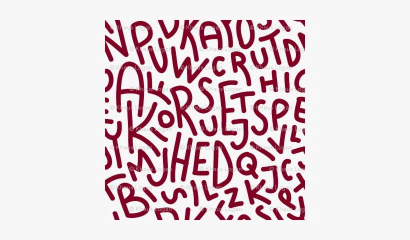 Garnet Letters Hand-drawn Typography Alphabet - Letters Seamless Pattern Printed Canvas Clutch Purse, transparent png #1355128