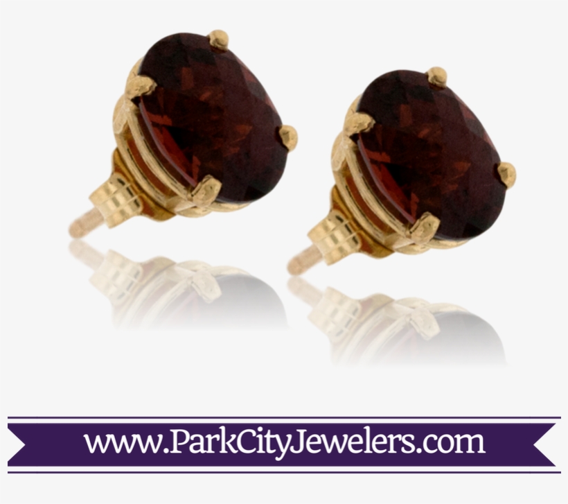 Oval Red Garnet Stud Earrings - Mocha Diamond And Diamond Stackable Band, transparent png #1355791