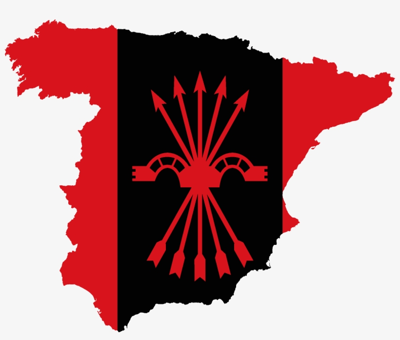 Flag Map Of Spain - Fascist Spain Flag Map, transparent png #1356099