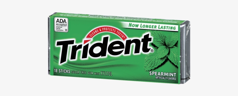 Spearmint Gum - Trident Chewing Gum Spearmint, transparent png #1358431