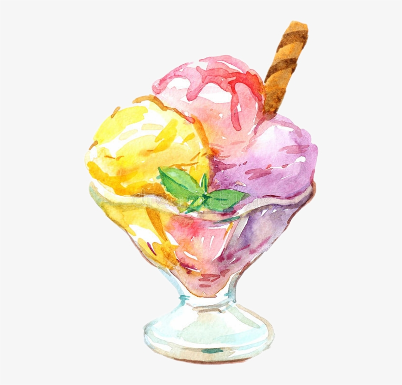 Watercolor Ice Cream Sundae, transparent png #1358532