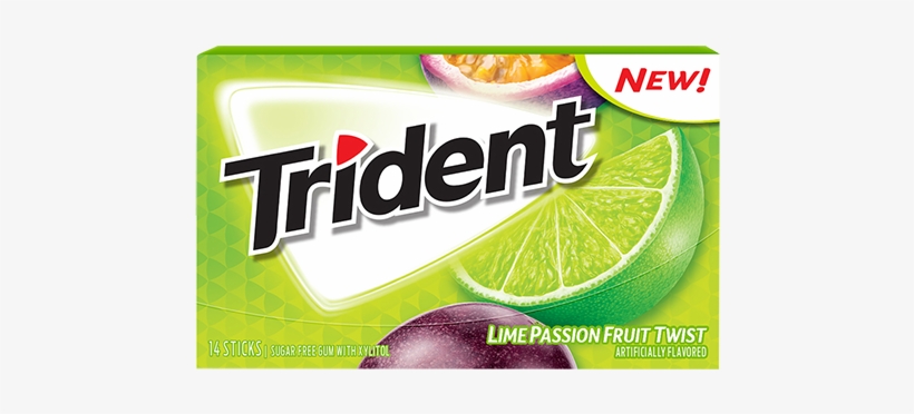 Trident Lime Passionfruit Twist Suger Free Gum - Trident Tropical Twist, transparent png #1359053