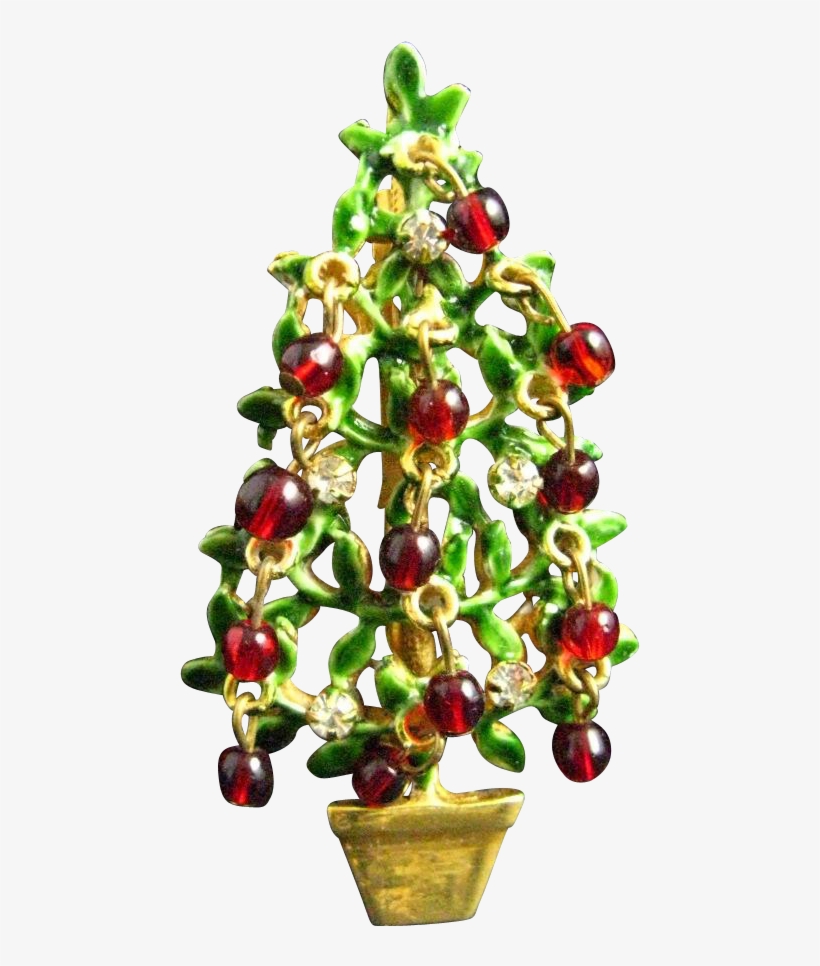 Original By Robert Red Glass Clear Rhinestone Topiary - Christmas Tree, transparent png #1359161