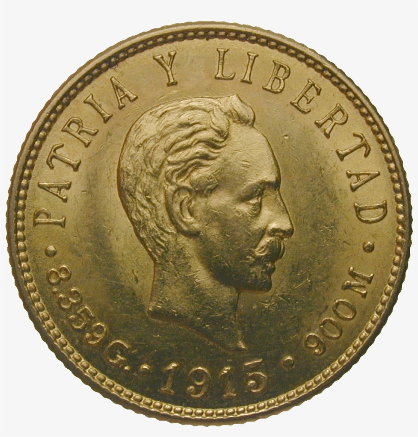 Republic Of Cuba, 5 Pesos 1915 - Cuban Coins Png, transparent png #1359180