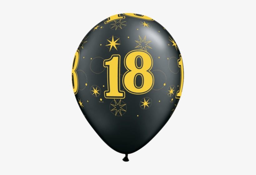 18 Gold Oxy Black - Happy Birthday Balloon, transparent png #1359850