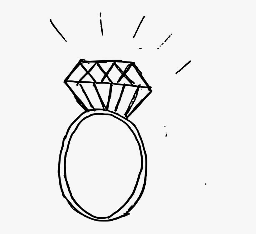 Diamond Bling Clipart Icon Png - Diamond Ring Drawing Png, transparent png #1361436